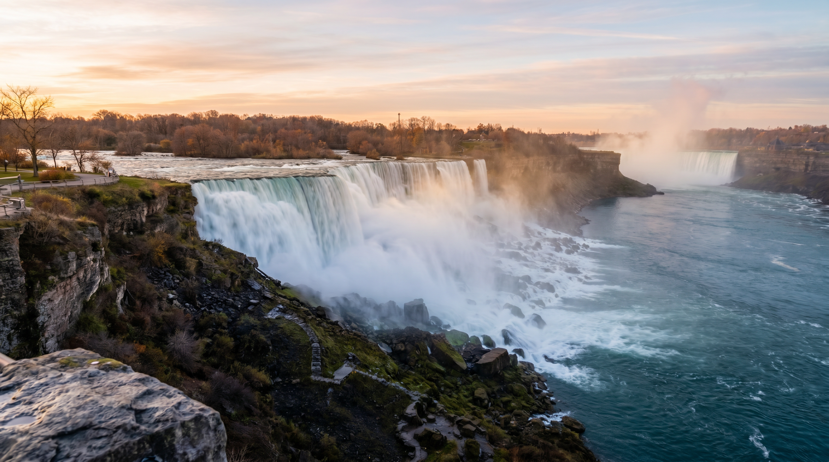 Niagara Falls mist and river gorge