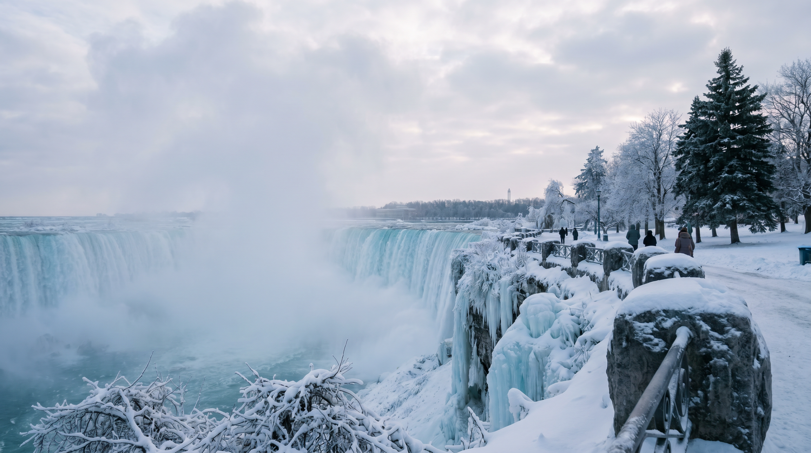 Winter mist and ice near Niagara Falls